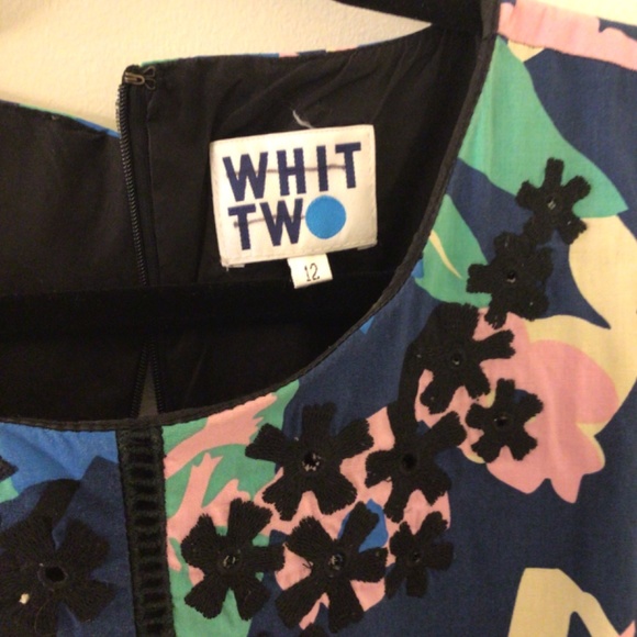 Whit Two | Floral Print Sleeveless Fit and Flare Eyelet Dress Size 12 - Picture 3 of 6